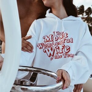Hubs & Hers “Most Wonderful Wife” Hoodie White M/L Oversized